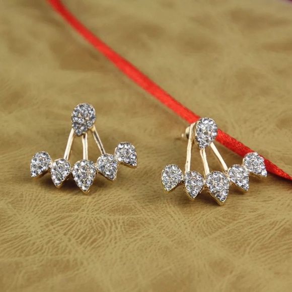 3/$30 Double Sided Rhinestone Gold Earrings New - Picture 5 of 6